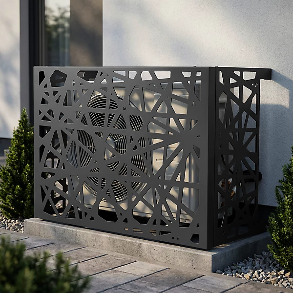 GoodHome Gupta Cache Climatiseur pour Unité Extérieure Aluminium H75xL100cm Gris