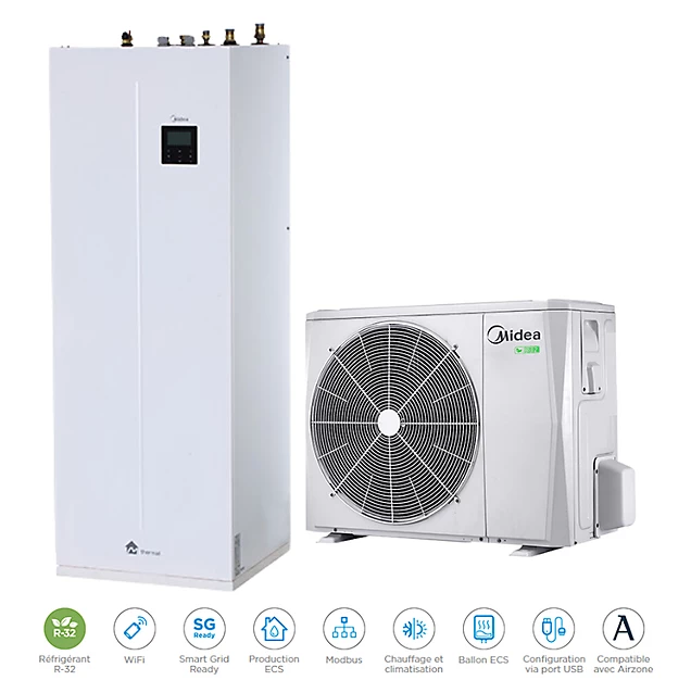 Midea M-Theri A 6 L Pompe à Chaleur Air/Eau Chauffage et ECS 190L Monophasé